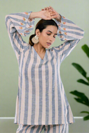 Seasonal Splendour Top Blue Striped