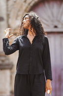 Button Up Boss Babe Shirt- Black