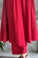 Red skirt with a blurred background