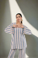 Seasonal Splendour Top Blue Striped