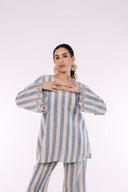 Seasonal Splendour Top Blue Striped