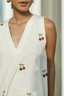 Cherry Cheer Short Dress-Vwhite