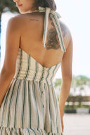 Stripe Hype Halter Dress-Green