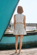 Pleat the Beat Short skirt-GreenStripe