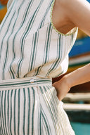 Pleat the Beat Short skirt-GreenStripe