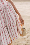 Stripe Hype Halter Dress-Maroon