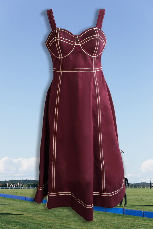 THE DERBY DRESS (MAROON COTTON)