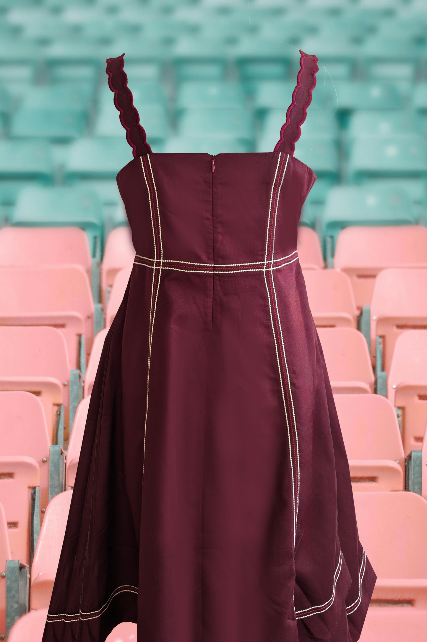 THE DERBY DRESS (MAROON COTTON)